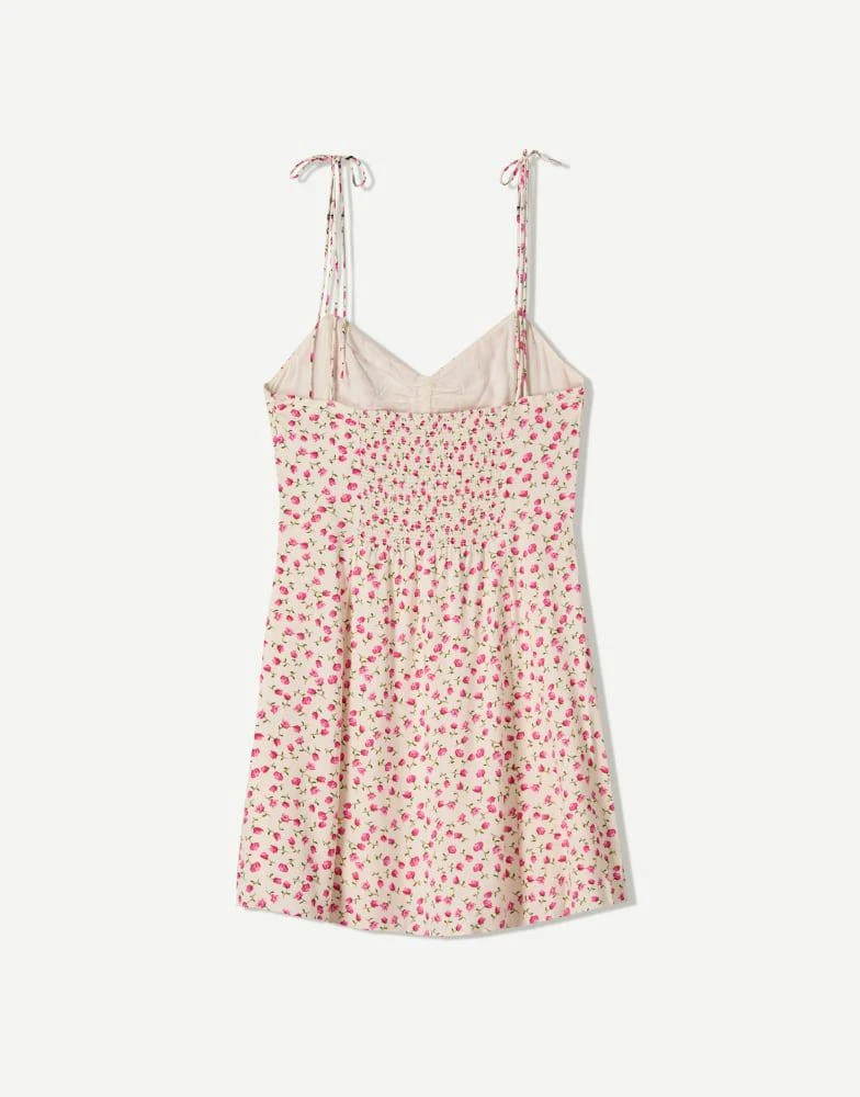 Bershka Bershka printed strappy mini dress in white 3