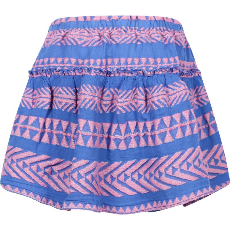 Devotion Geometric print skirt with shorties in pink and blue
