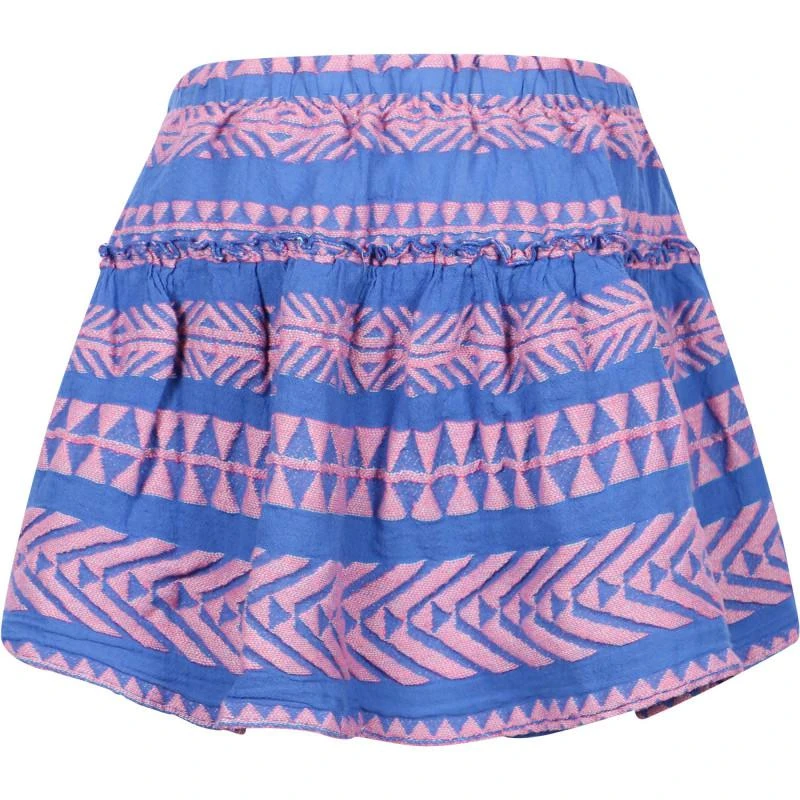 Devotion Geometric print skirt with shorties in pink and blue 2