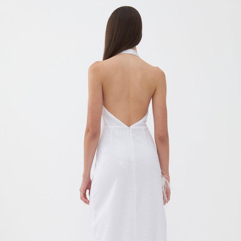 Nocturne Sequined Feather Boa Mini Dress (Final Sale)