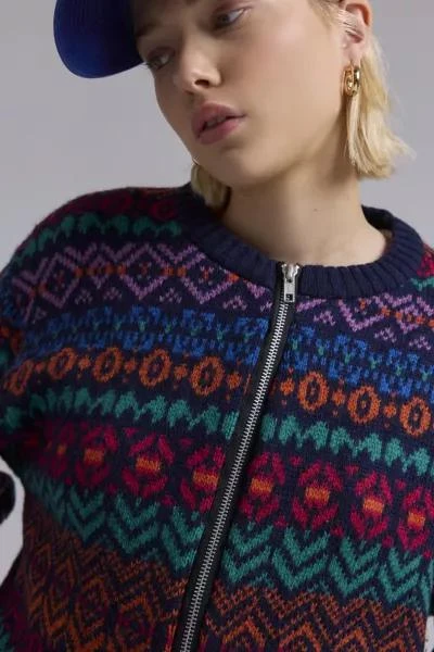 Urban Renewal ReMADE By UO Zip Front Fairisle Sweater 5