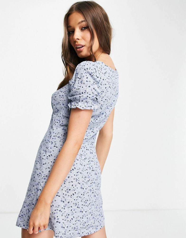 Aeropostale Aeropostale puff sleeve flare dress in baby blue 2