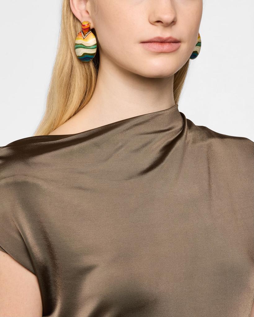 Silvia Furmanovich Rainbow Printed Marquetry Drop Earrings with Diamonds