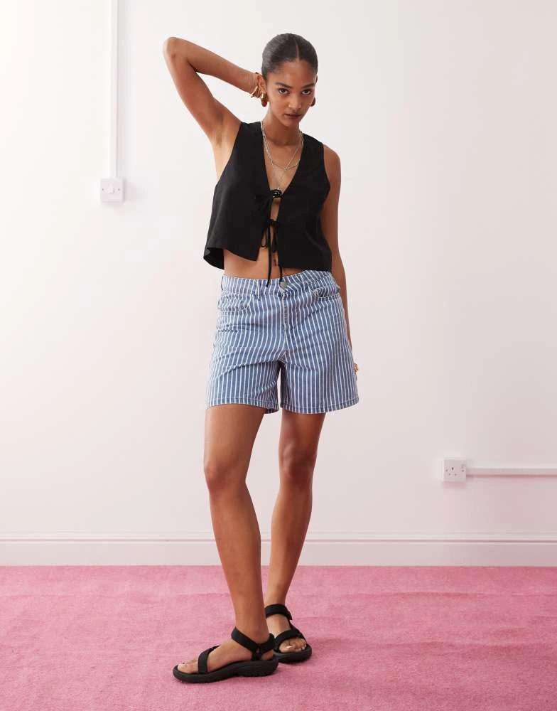 Monki Monki linen waistcoat in black exclusive to ASOS 3