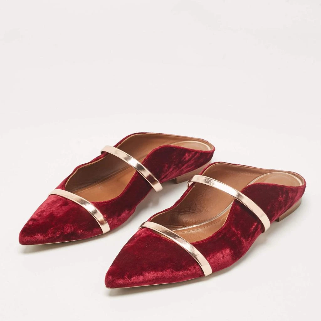 Malone Souliers Malone Souliers Burgundy/Rose Gold Velvet Maureen Flat Mules Size 40 2