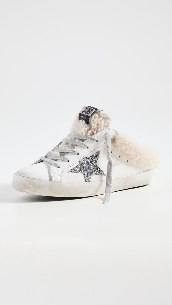 Golden Goose Super-Star Sabot Leather Upper Glitter Sneakers