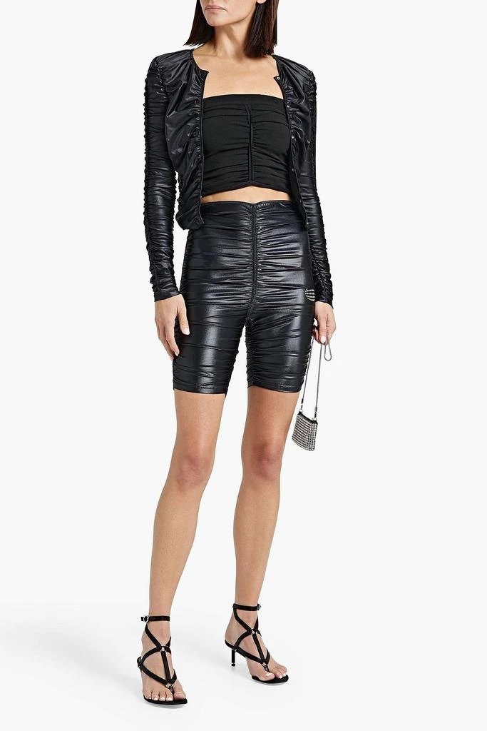 Alexander Wang Ruched logo-print satin-jersey shorts 2