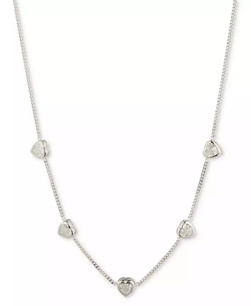 Givenchy Silver-Tone Crystal Heart Bezel Collar Necklace, 16" + 3" extender 1