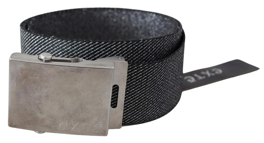 Exte Exte Black Silver Metal Brushed Buckle Waist Belt