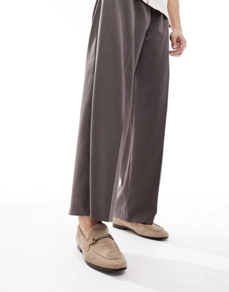 ASOS ASOS DESIGN loafers in stone suede with snaffle 3
