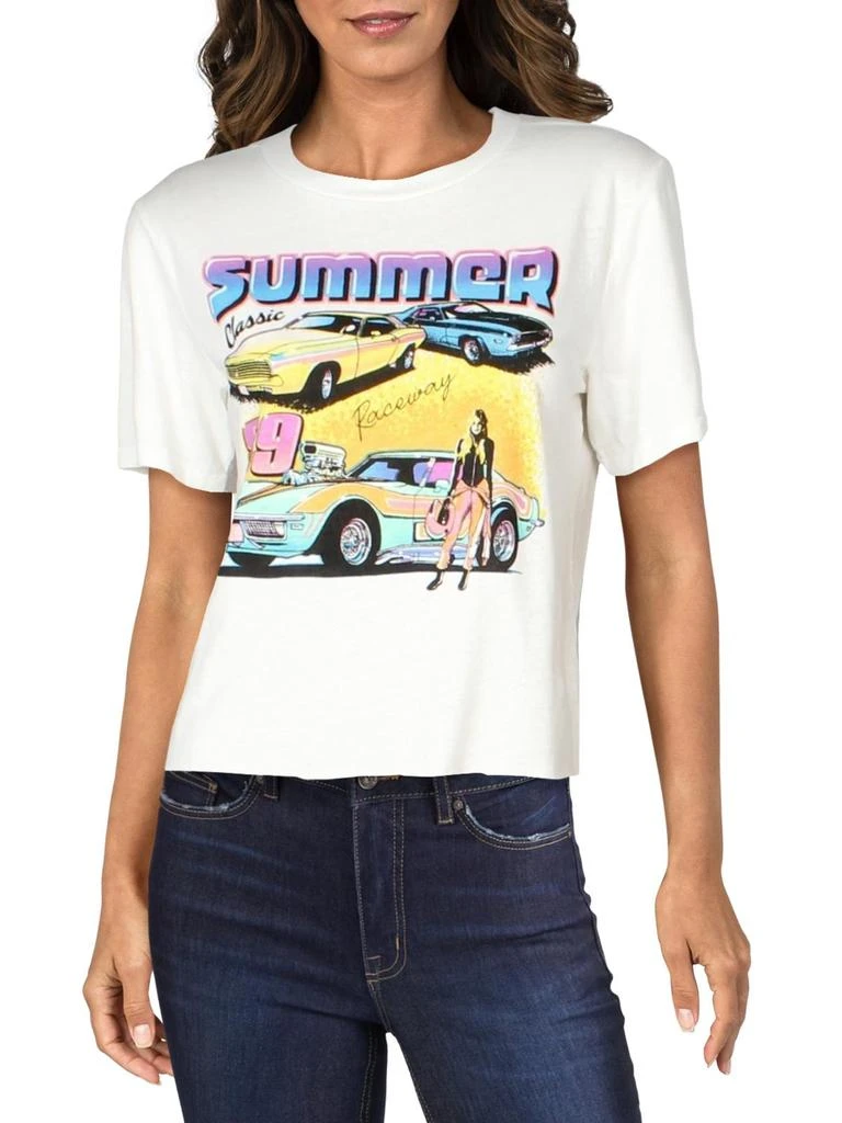Pam & Gela Womens Cotton Blend Graphic Crop Top 1