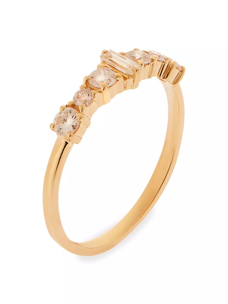 Ileana Makri Cascade 18K Yellow Godl & Light Champagne Diamond Ring