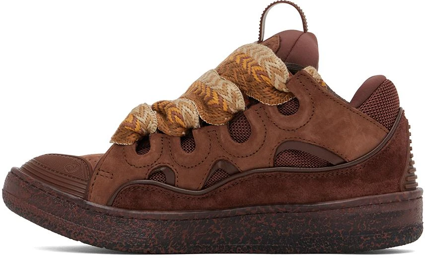 Lanvin Brown Leather Curb Sneakers 3
