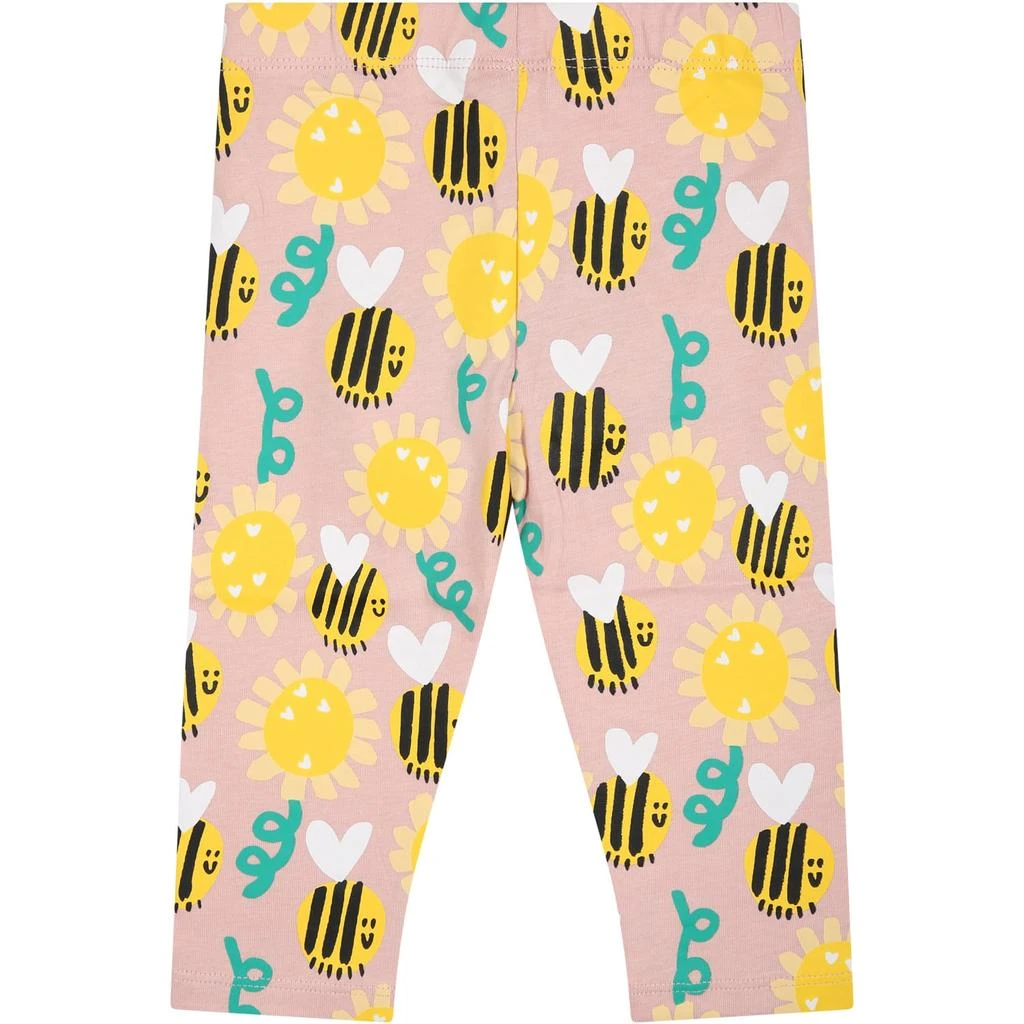 Stella McCartney Pink Leggings For Baby Girl With All-over Bee Print 2