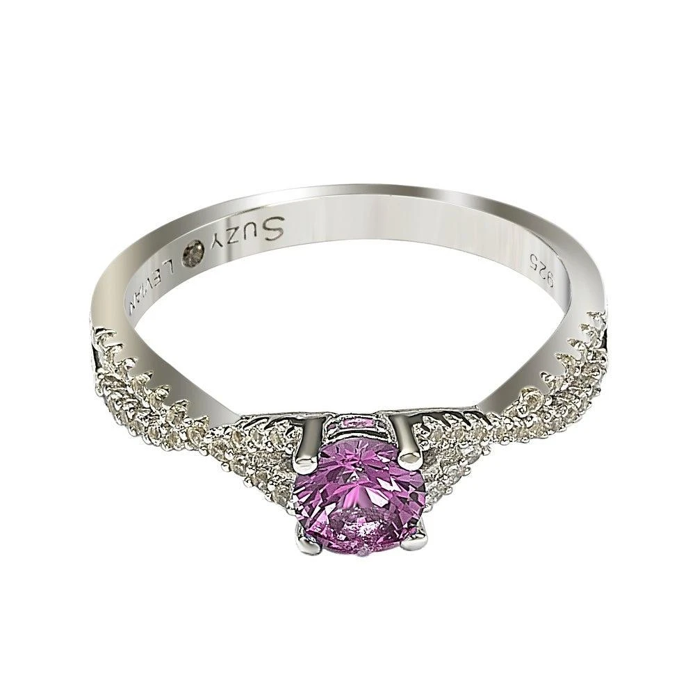 Suzy Levian Sterling Silver Pink Sapphire (0.70cttw)
Diamond Accent Crossover Twist Ring 2