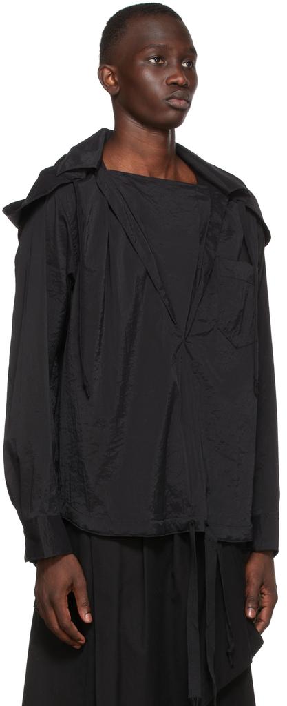 BED J.W. FORD Black Crinkled Nylon Hoodie