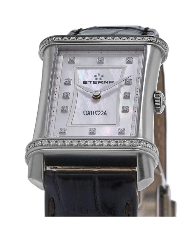 Eterna Eterna Contessa Mother of Pearl Dial Diamond Bezel Leather Strap Women's Watch 2410.48.67.1199