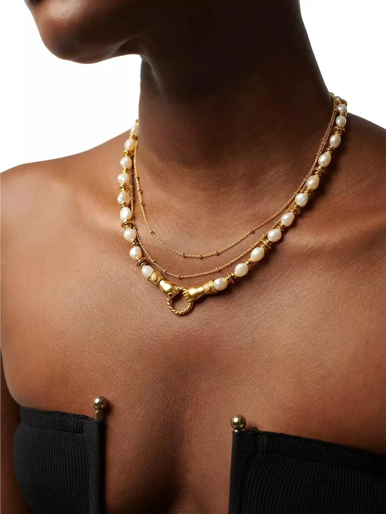 Missoma Harris Reed x Missoma In Good Hands 18K-Gold-Plated, Pearl & Black Onyx Necklace 4