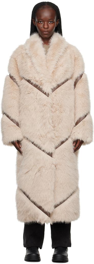 Stand Studio Beige Everleigh Faux-Fur Coat