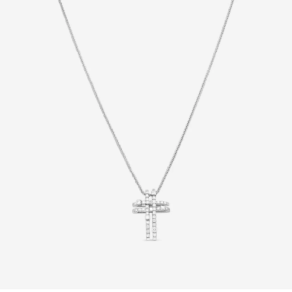 Damiani Damiani 18K White Gold Diamond Cross Pendant Necklace 20008881-copy