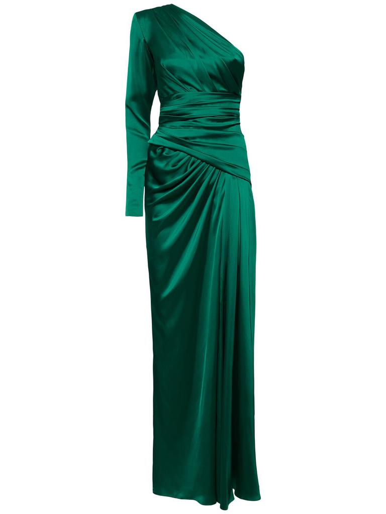 Zuhair Murad One-shoulder Draped Satin Dress