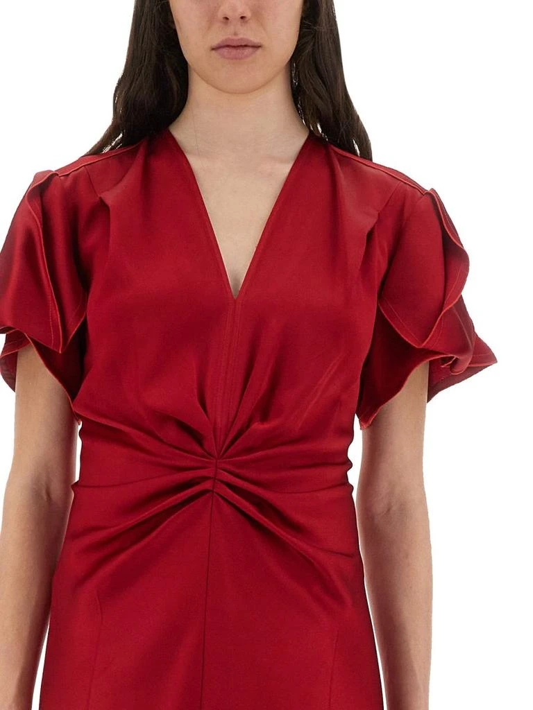 Victoria Beckham Victoria Beckham V-Neck Gathered-Detail Midi Dress 4
