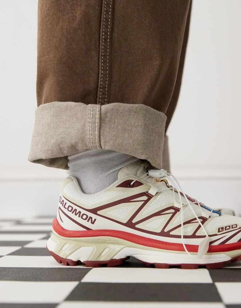 Salomon Salomon XT-6 trainers in off white and burgundy 4