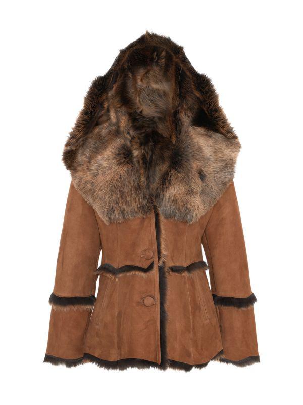 WOLFIE FURS Made For Generations™ Dyed Shearling Reversible Hooded Jacket
