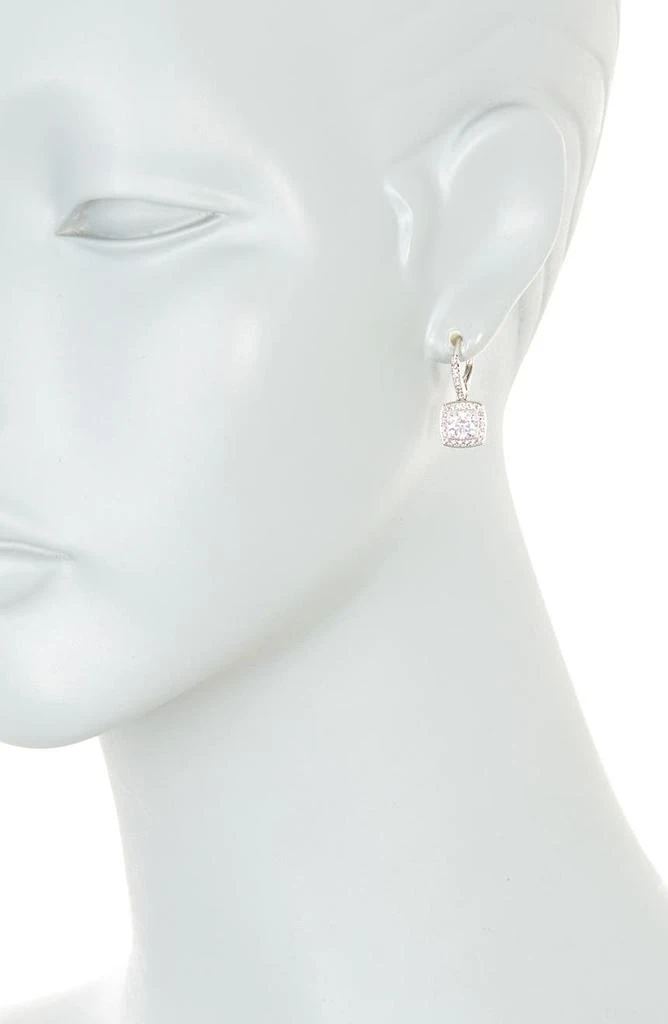 Nadri Square Halo CZ Drop Leverback Earrings 2