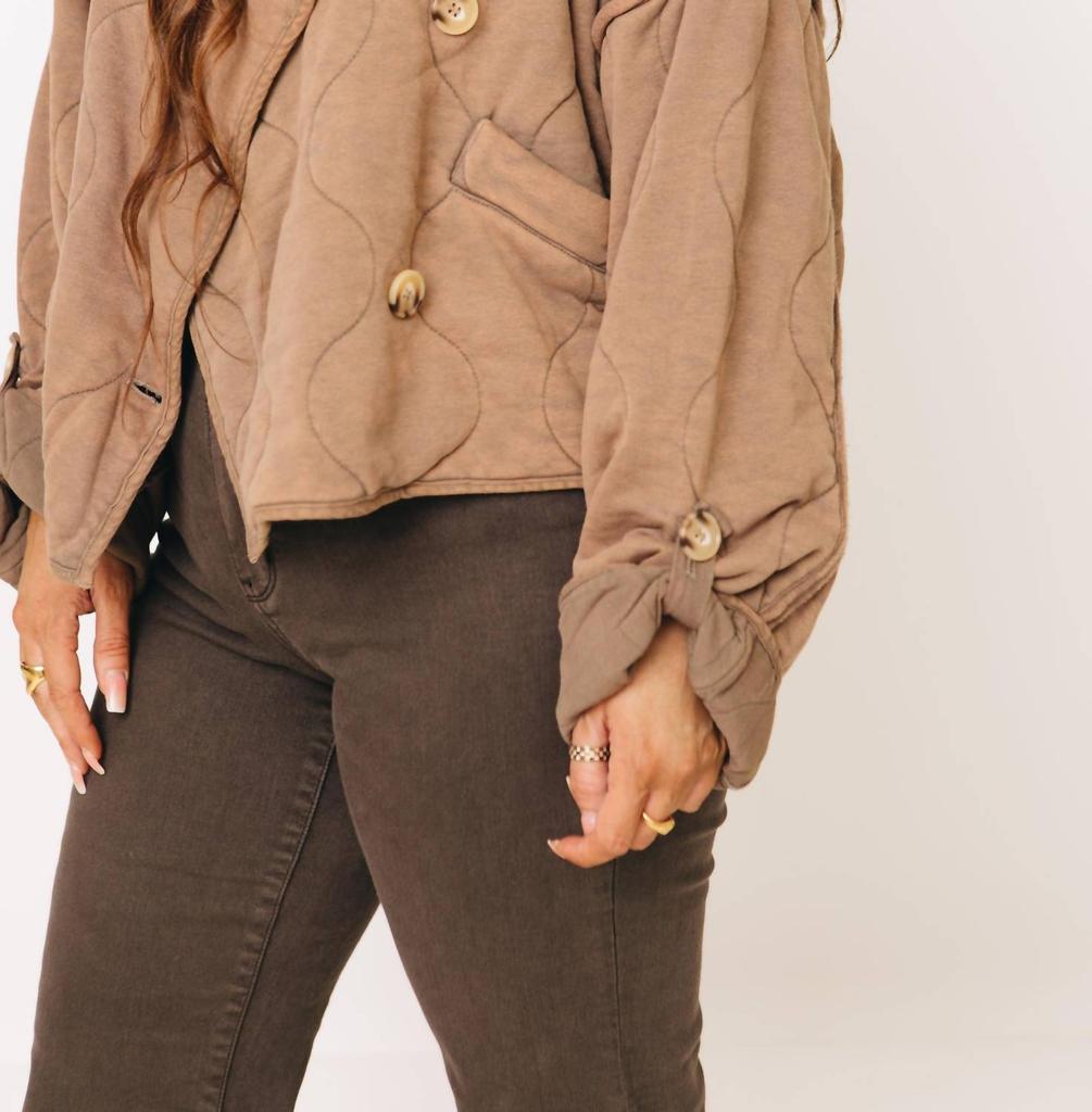 Oli & Hali Bohemian Bliss Quilted Cropped Jacket In Mocha