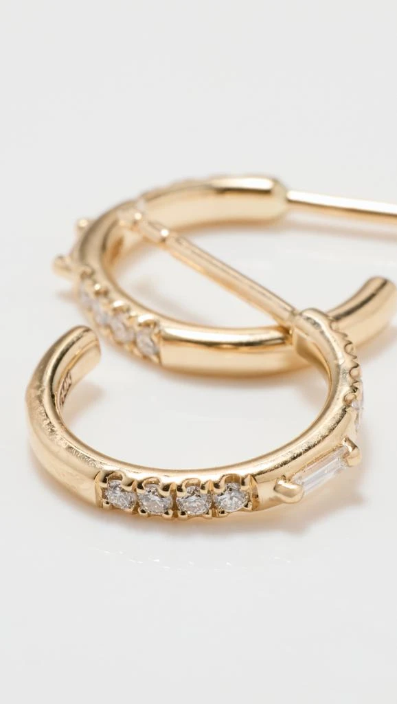 Suzanne Kalan Mixed Diamond Center Baguette Hoops 3