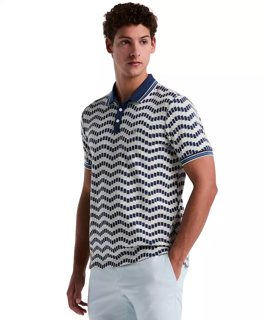 Original Penguin Men's Slim Fit Short Sleeve Zig Zag Textured Polo Shirt