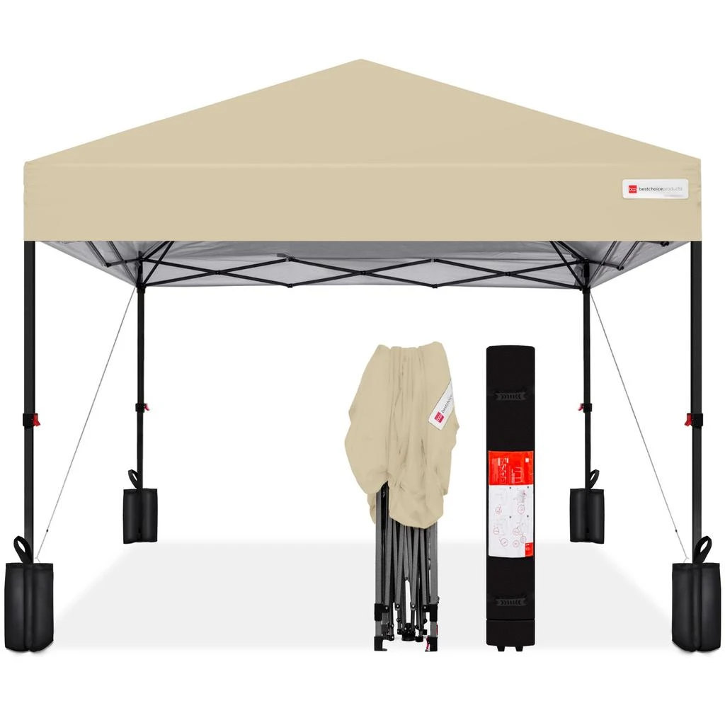 Best Choice Products 12x12ft Easy Setup Pop Up Canopy w/ 1-Button Setup, Wheeled Case, 4 Weight Bags 12