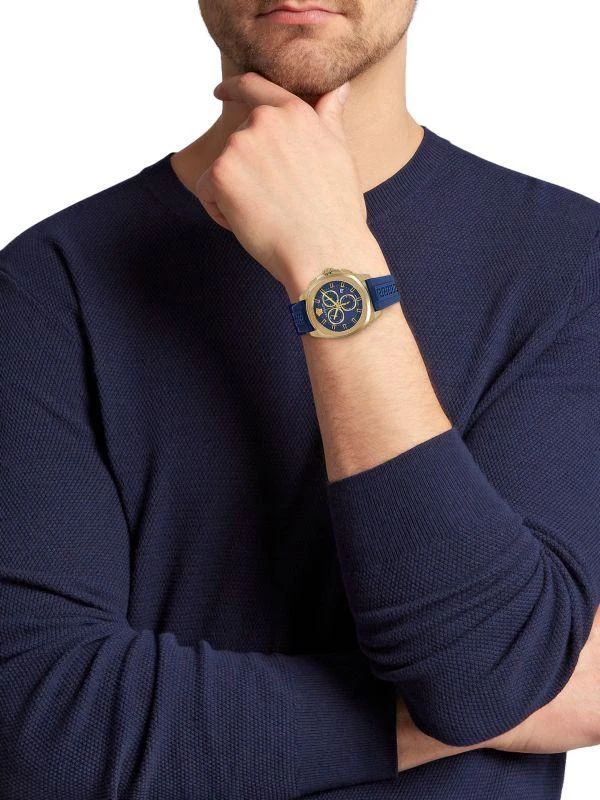 Versace Geo Chrono 43MM Goldtone Stainless Steel & Silicone Strap Chronograph Watch 2