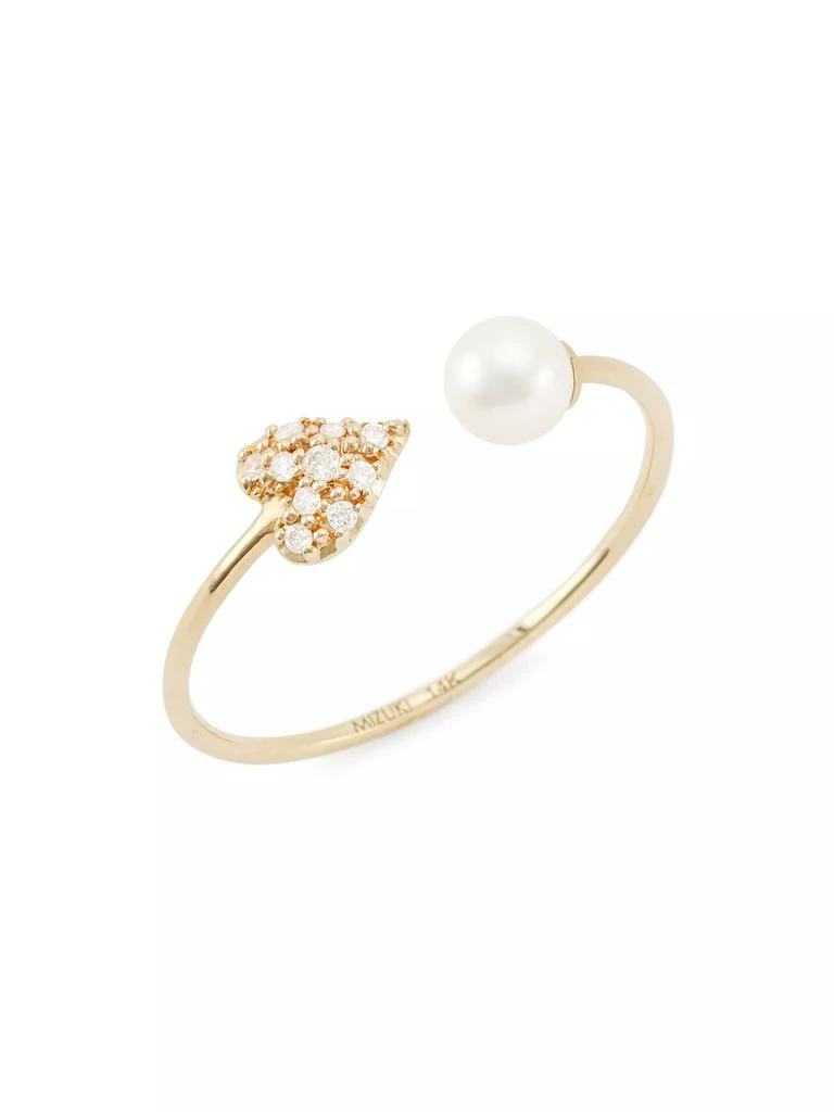 Mizuki 14K-Yellow-Gold, Freshwater Pearl &amp; Diamond Ring 1