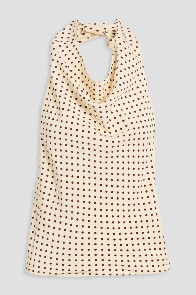 Matteau Draped polka-dot silk crepe de chine halterneck top
