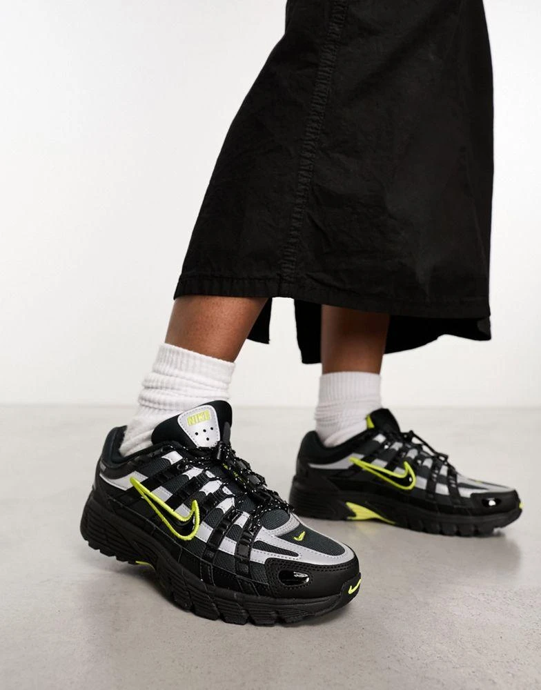 NIKE Nike P-6000 unisex trainers in black and voltage green 1