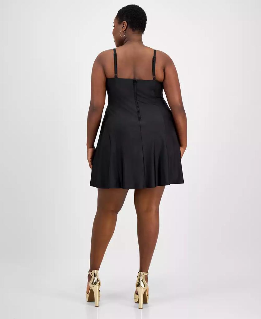 City Studios Trendy Plus Size Satin Chain-Strap Dress