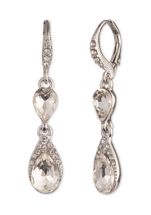 Shop Silver Tone Crystal Pear Stone Double Drop Earrings on
