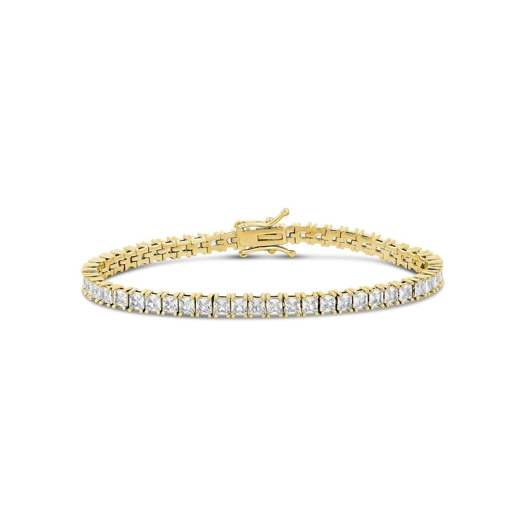 SHYMI Large Square Prong- Set Tennis Bracelet — 18k Gold-Filled, Rhodium-Plated, Cubic Zirconia, Size 7, Day to Night