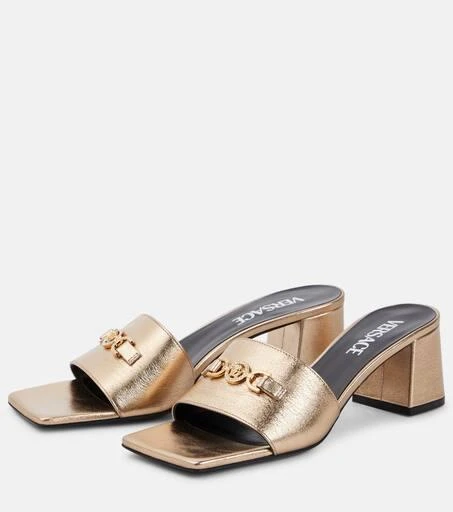 Versace Medusa 
95 metallic leather mules 5