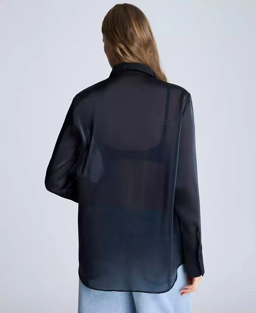 Kenneth Cole Women's Sheer Oversized Tunic Shirt 2
