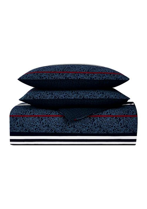 Tommy Hilfiger Hilfiger Floral Stripe Comforter Set 2