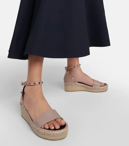 Valentino Rockstud leather espadrille wedges 3