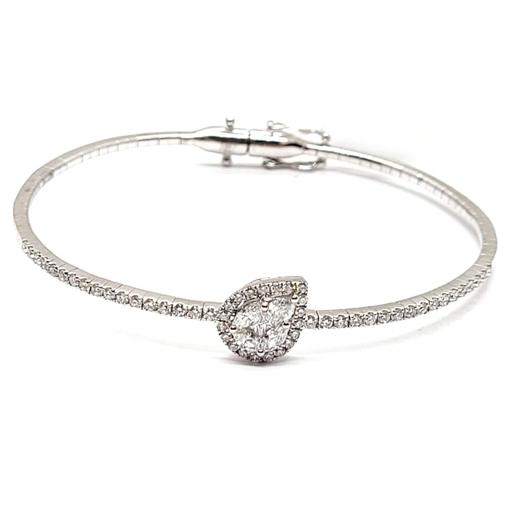 Andreoli 18K White Gold Diamond Bangle, 1.10tcw