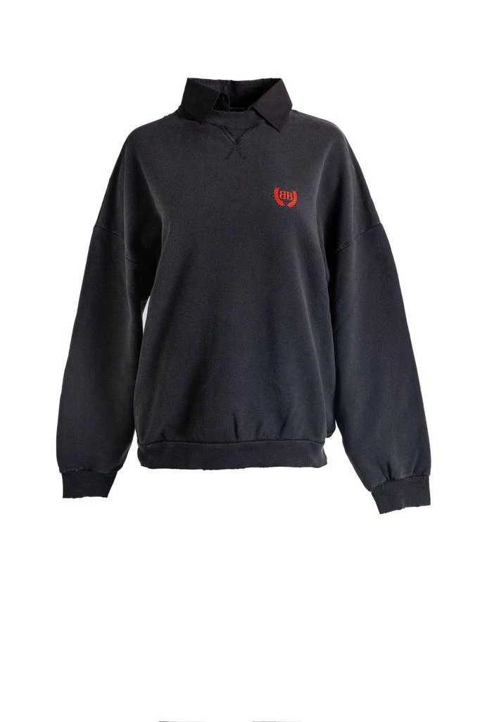 Balenciaga Balenciaga BB Logo Embroidered Distressed Sweatshirt 1