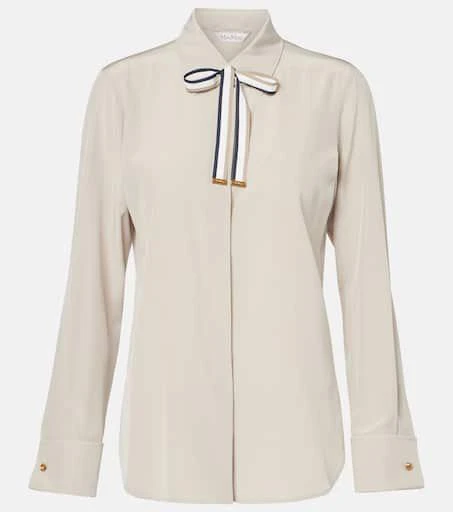 Max Mara Apollo bow-detail silk crêpe blouse 1