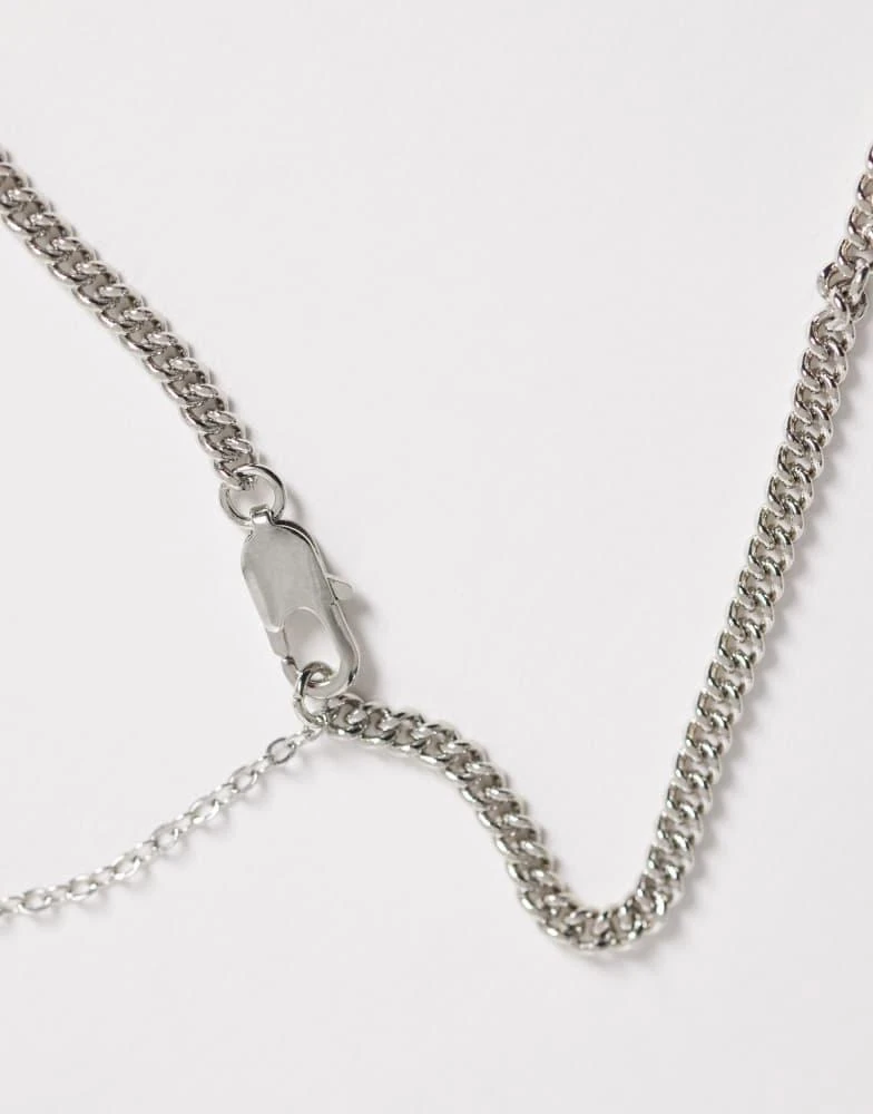 ASOS ASOS DESIGN black stone and cross chain necklace in silver 4