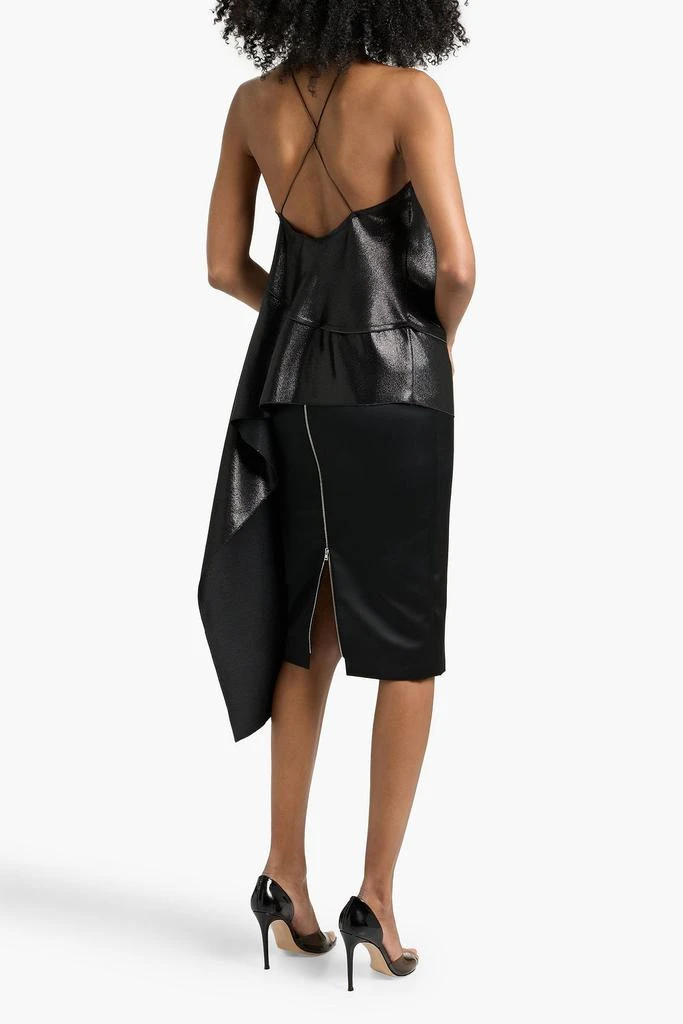 Victoria Beckham Draped metallic woven top 3