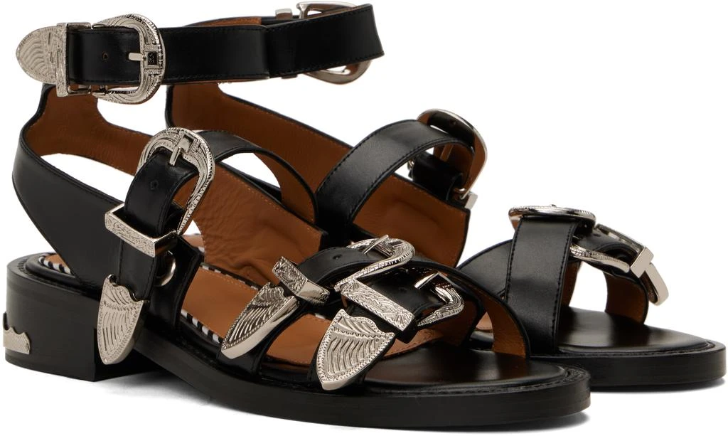 Toga Pulla SSENSE Exclusive Black Metal Leather Sandals 4